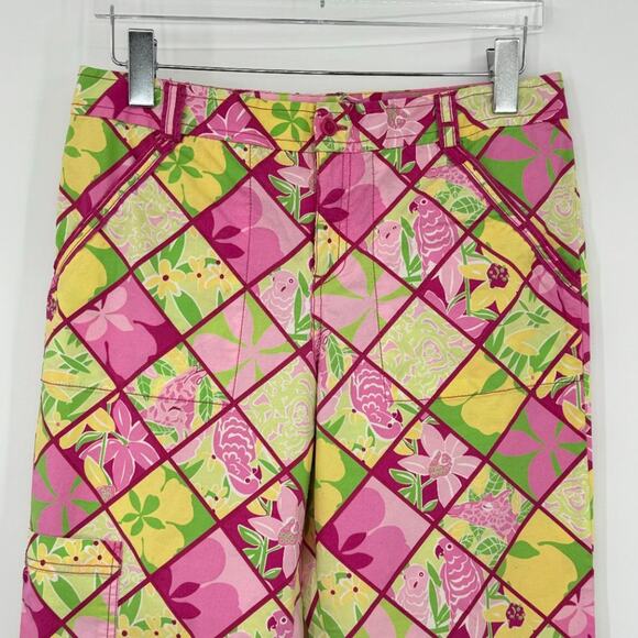 Lilly Pulitzer white label patchwork floral parrot giraffe print cropped pants 8 - Picture 2 of 8